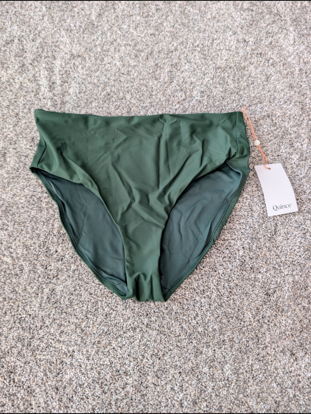 Quince High-Waist Bikini Bottom in Dark Green Size Large NWT